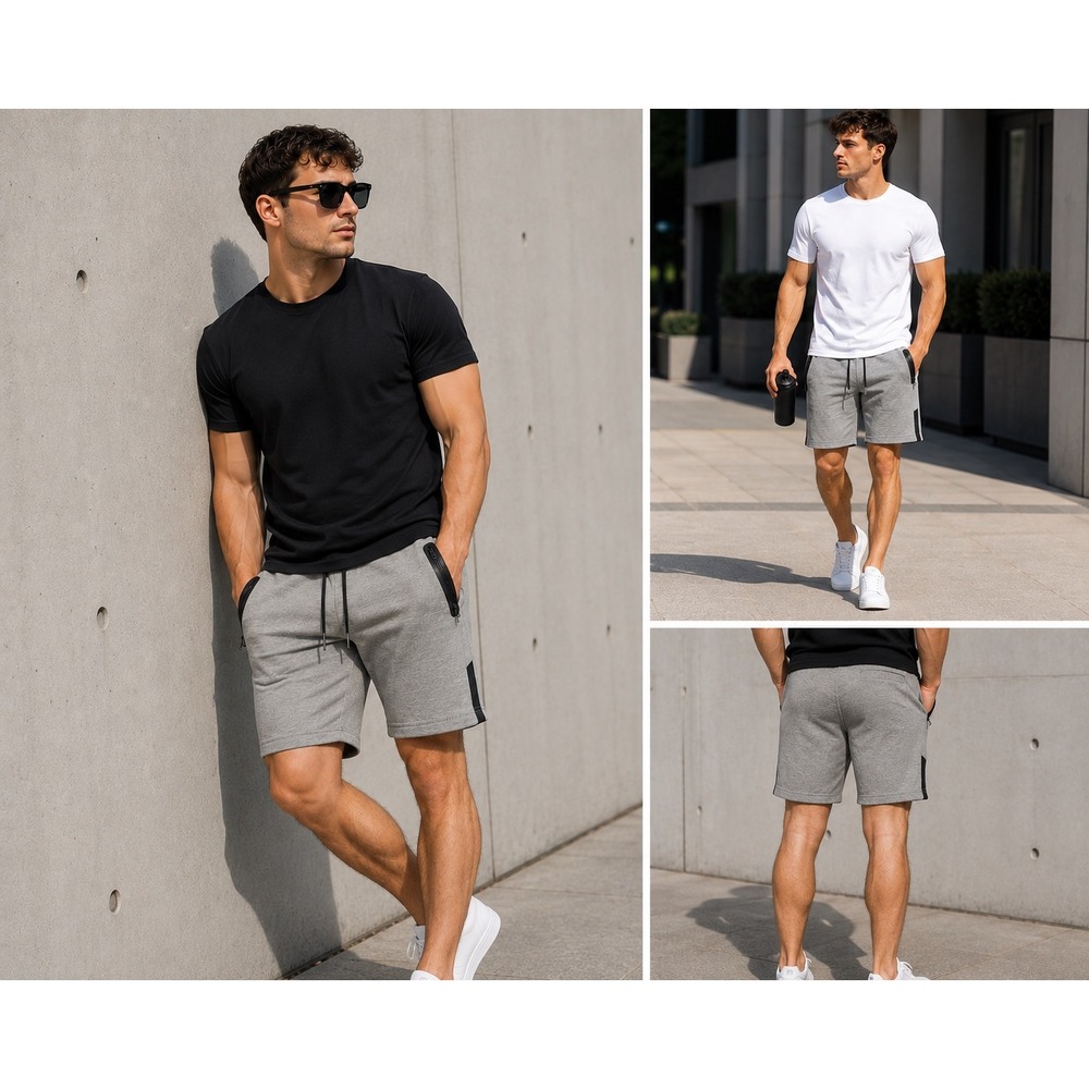 Express Tech Shorts Mens Small Gray Cotton Blend Athletic Zip Pocket Jogger Gym